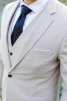 Standard 3-Piece Business Suit | Two Button Jacket, Four Button Vest, Notched Lapel (Wool/Cotton Mix)