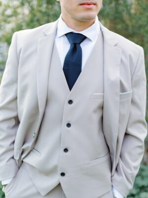 Standard 3-Piece Business Suit | Two Button Jacket, Four Button Vest, Notched Lapel (Wool/Cotton Mix)