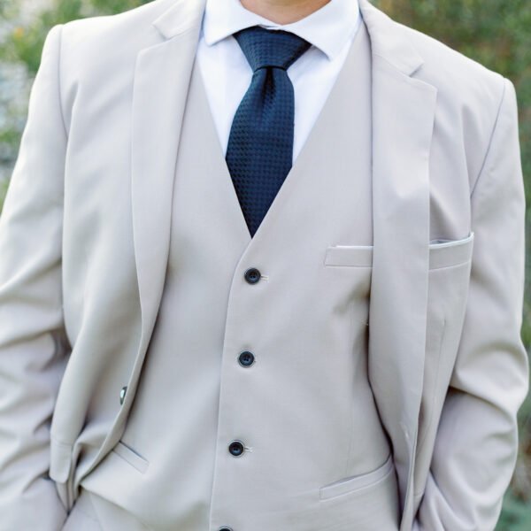 Standard 3-Piece Business Suit | Two Button Jacket, Four Button Vest, Notched Lapel (Wool/Cotton Mix)