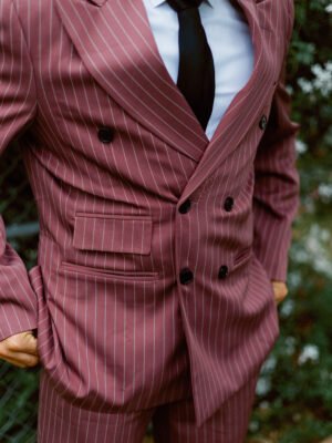 Custom 2-Piece Pinstripe Suit (Double or Single Breasted, Choose Any Fabric)